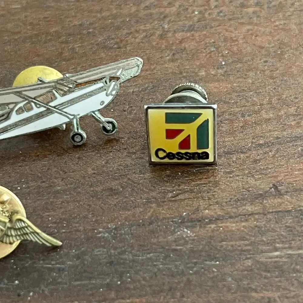 Vintage Aviation Themed Lapel Pins Cessna Aircraft , AOPA Wings Pin